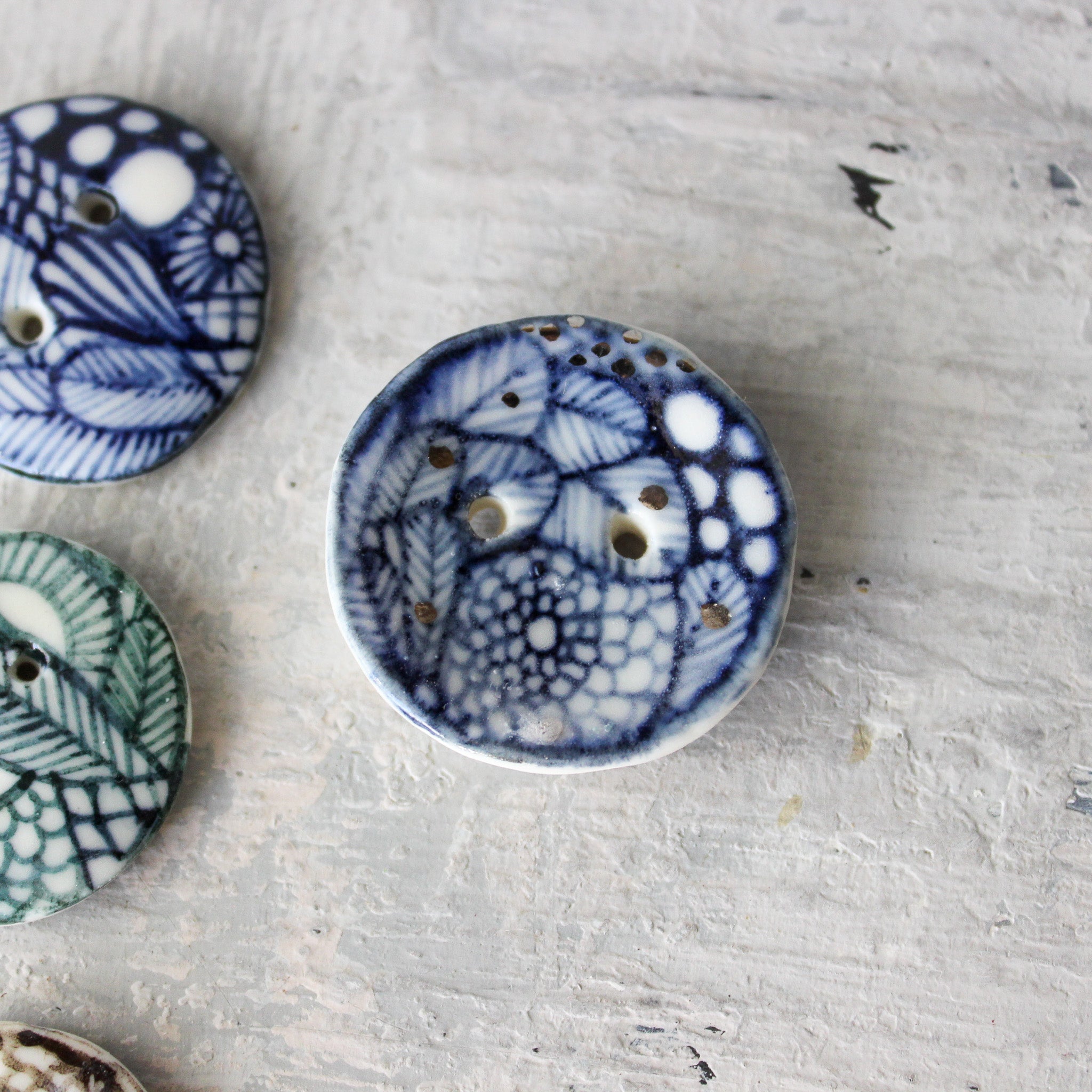 Ceramic Hand - painted Buttons - Tribe Castlemaine