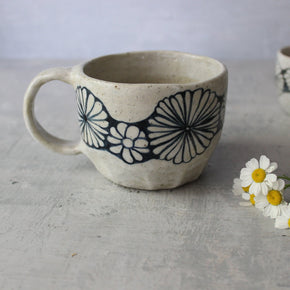 Ceramic Handled Mugs : Blue Daisy Chain - Tribe Castlemaine