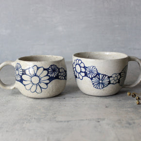 Ceramic Handled Mugs : Blue Daisy Chain - Tribe Castlemaine