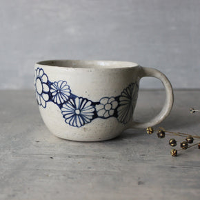 Ceramic Handled Mugs : Blue Daisy Chain - Tribe Castlemaine