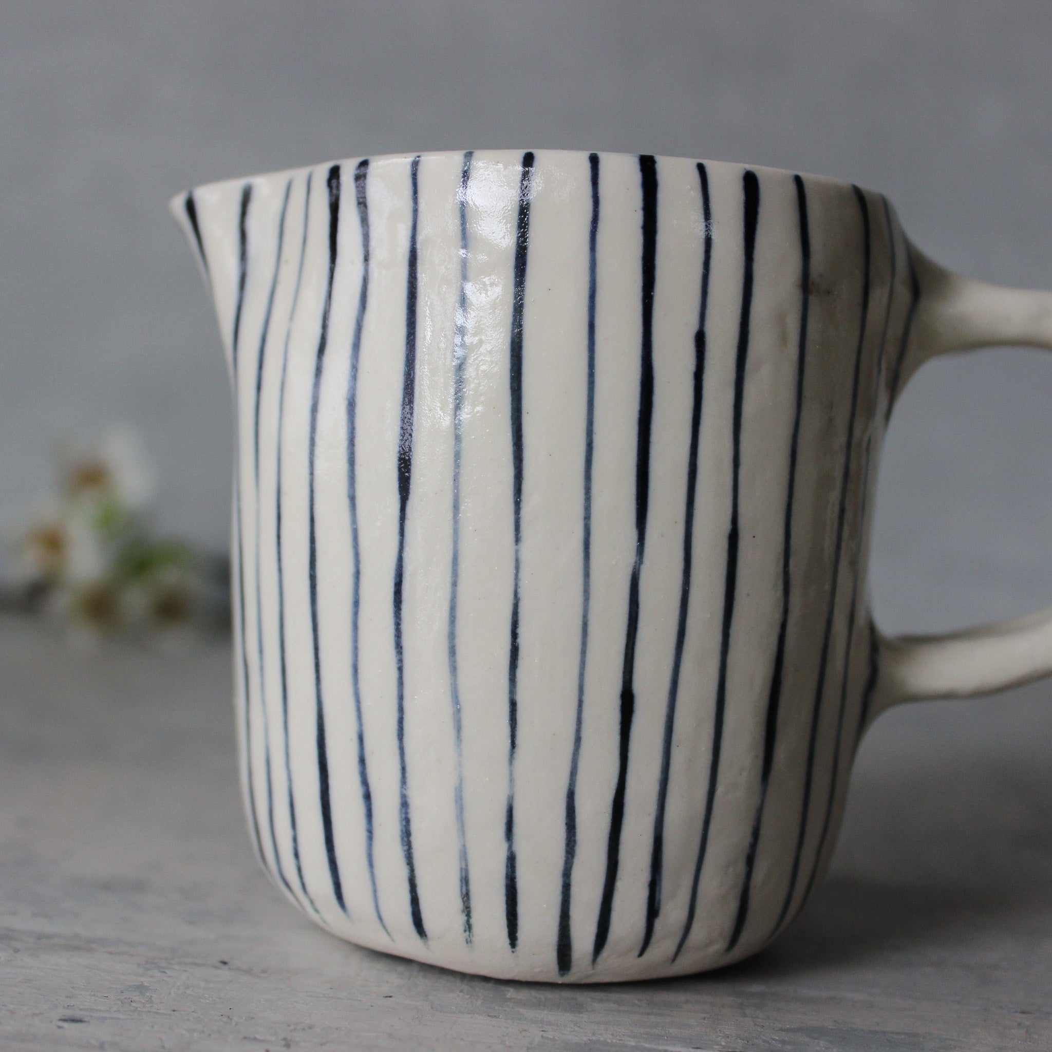 Ceramic Jug Blue Lines - Tribe Castlemaine
