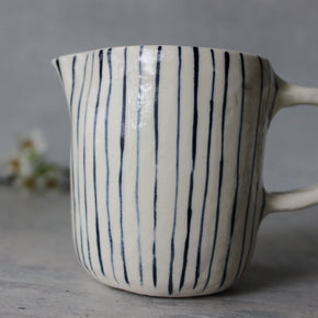 Ceramic Jug Blue Lines - Tribe Castlemaine