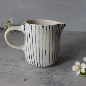Ceramic Jug Blue Lines - Tribe Castlemaine