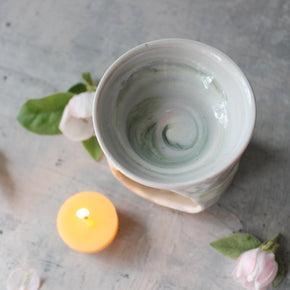 Ceramic Oil Burner Green Marbled - Tribe Castlemaine