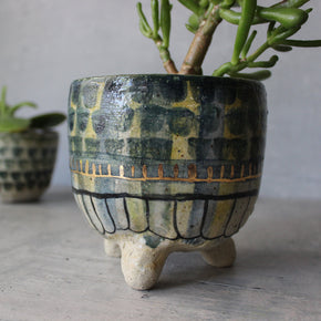 Ceramic Planters Blue Green Dots - Tribe Castlemaine