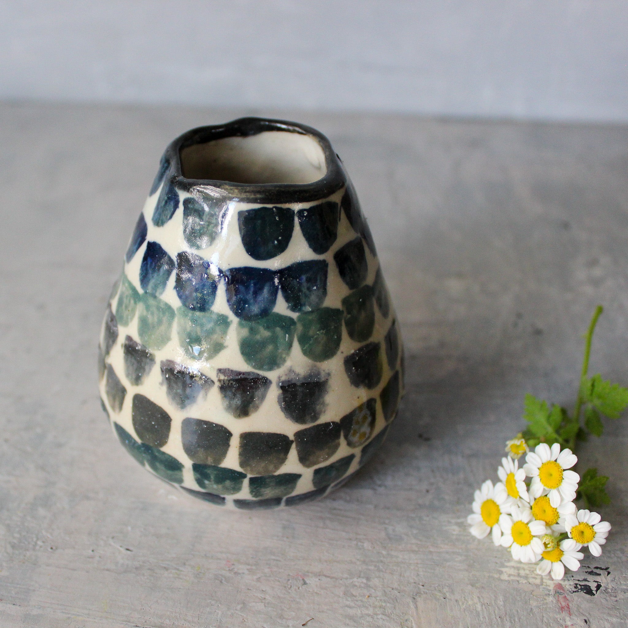 Ceramic Vase Blue Drops - Tribe Castlemaine