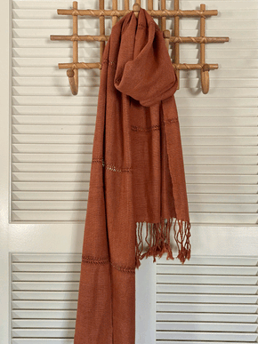 Lao Handwoven Cotton Scarf : Cinnamon