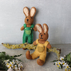 Felt Hare Rabbit in Overalls - Tribe Castlemaine