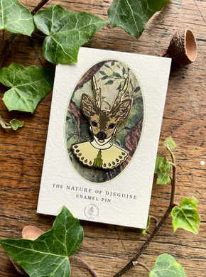 Girl in Deer Mask Enamel Pin Badge - Tribe Castlemaine