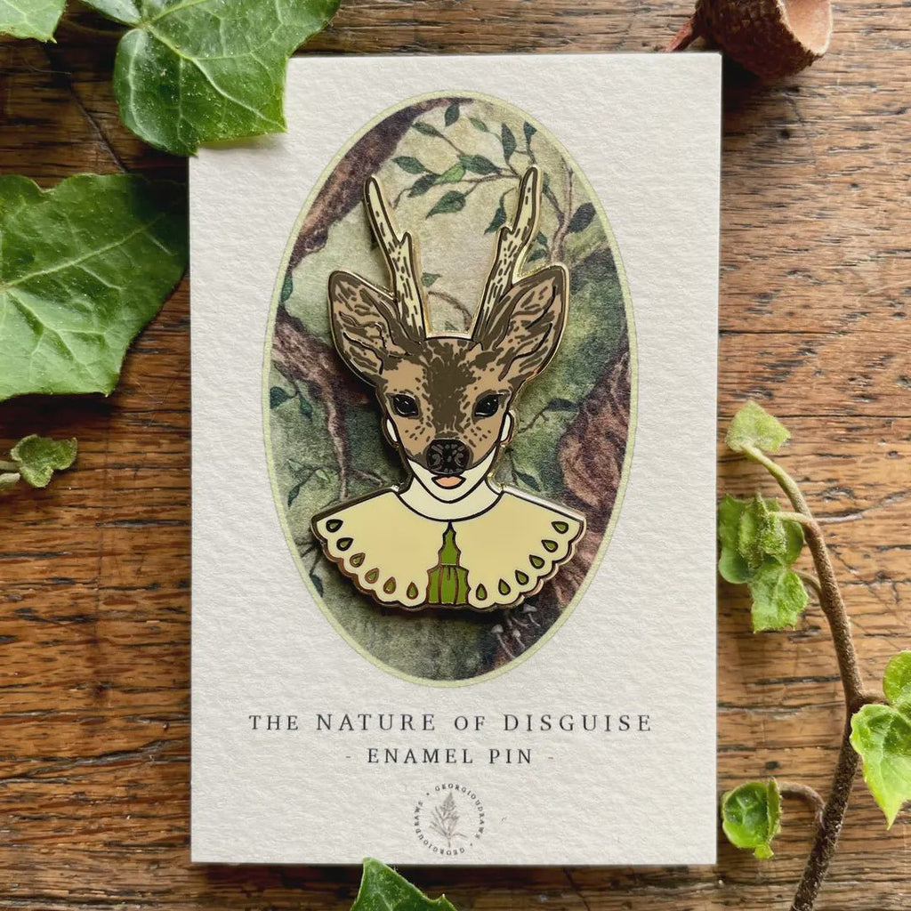 Girl in Deer Mask Enamel Pin Badge - Tribe Castlemaine