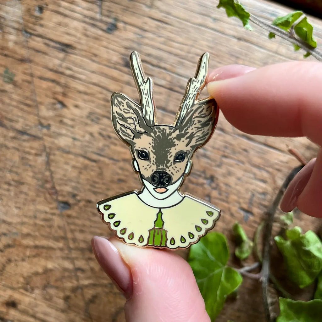 Girl in Deer Mask Enamel Pin Badge - Tribe Castlemaine