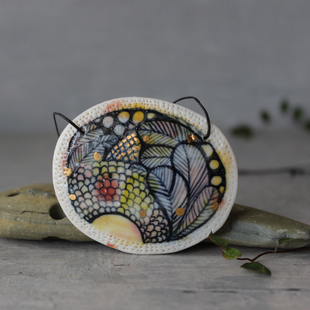 Hand Painted Ceramic Necklace #6 - Tribe Castlemaine