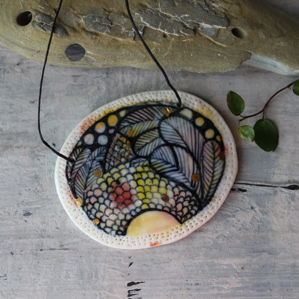 Hand Painted Ceramic Necklace #6 - Tribe Castlemaine