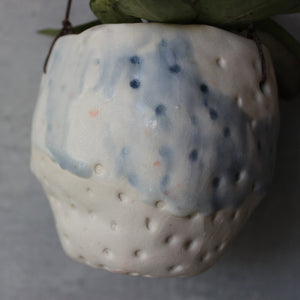 Hanging Ceramic Planter Blue Wash - Tribe Castlemaine