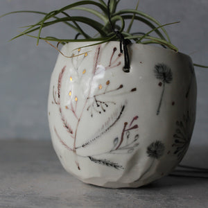 Hanging Ceramic Planter Feather Dandelion Twig - Tribe Castlemaine