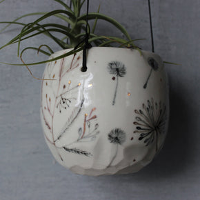 Hanging Ceramic Planter Feather Dandelion Twig - Tribe Castlemaine