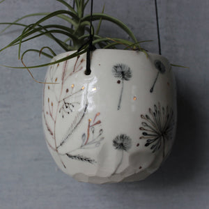 Hanging Ceramic Planter Feather Dandelion Twig - Tribe Castlemaine