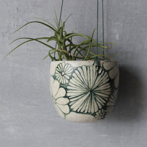 Hanging Ceramic Planter Green Daisy - Tribe Castlemaine