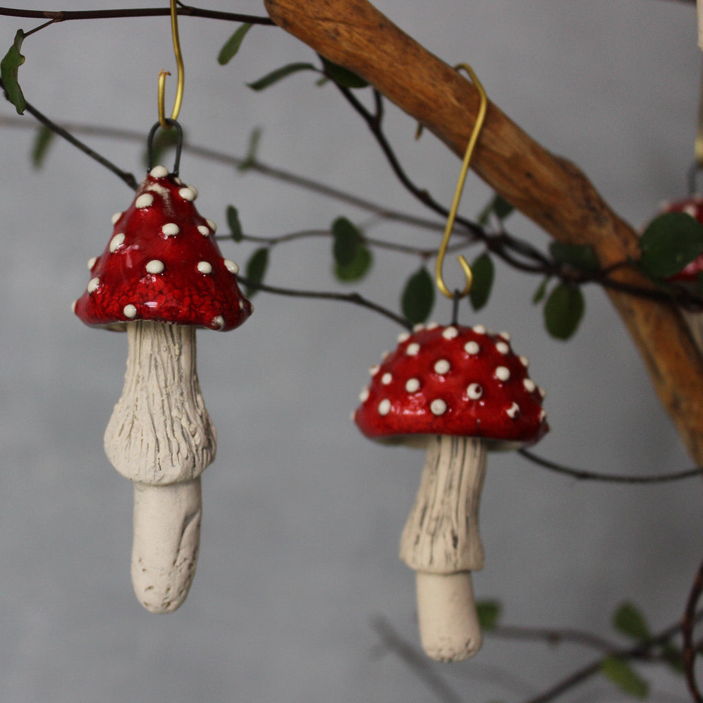 Hanging Ceramic Toadstool Ornaments - Tribe Castlemaine