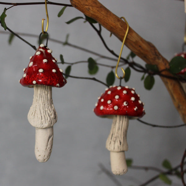 Hanging Ceramic Toadstool Ornaments - Tribe Castlemaine