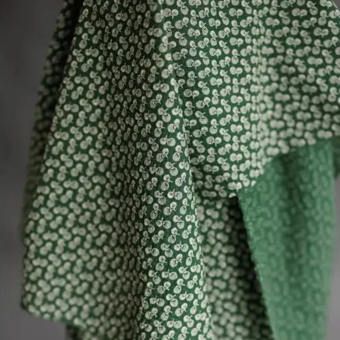 Japanese Seersucker Organic Cotton Brewing Green - Tribe Castlemaine