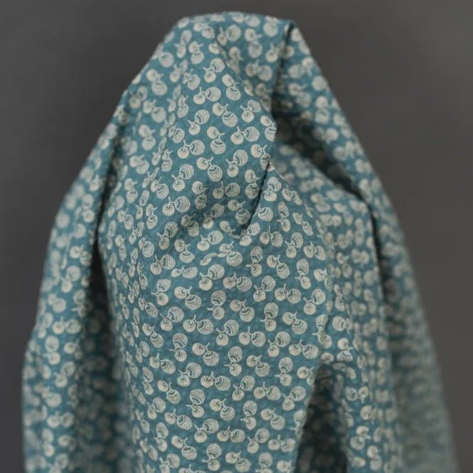 Japanese Seersucker Organic Cotton Duck Egg Blue - Tribe Castlemaine