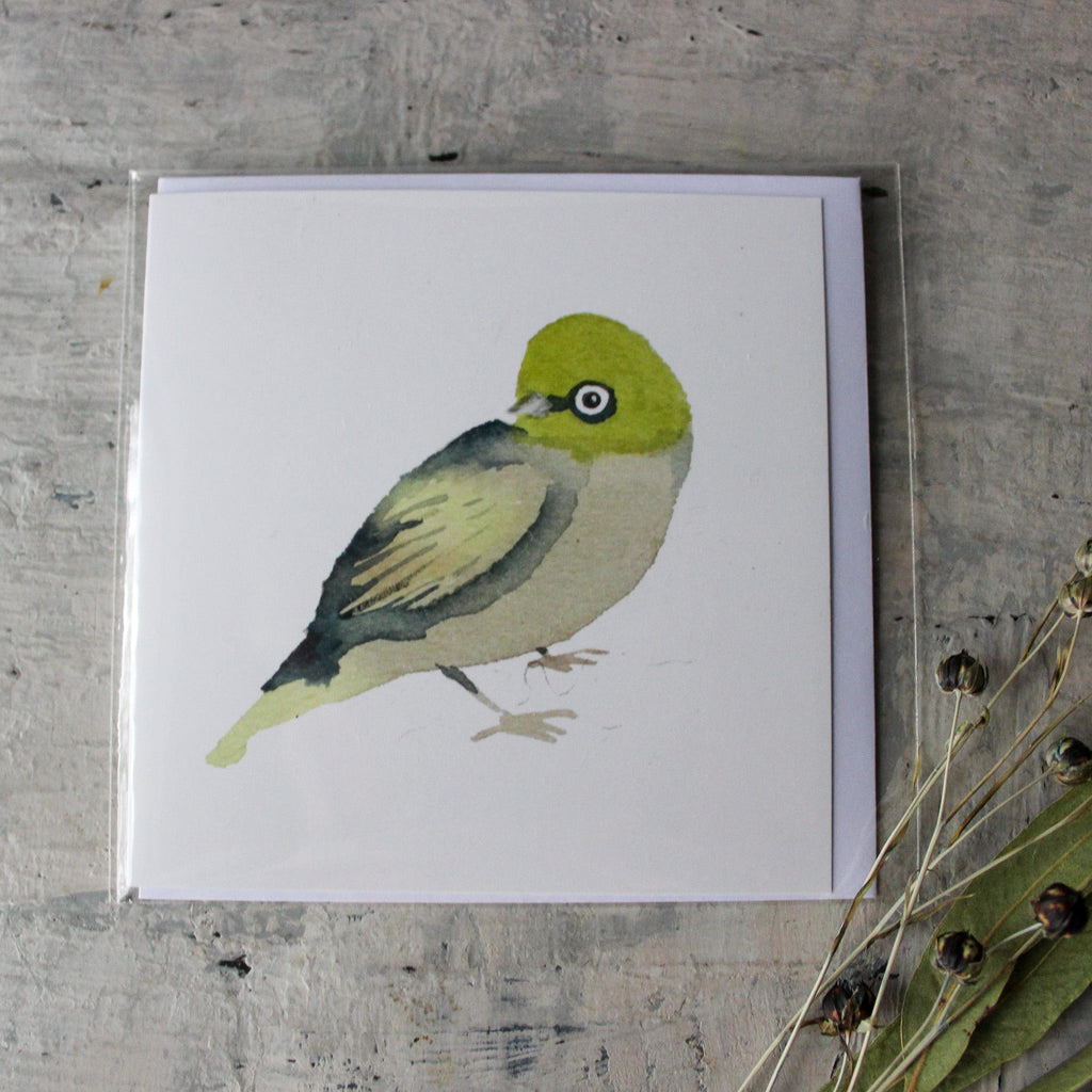 Jess Racklyeft Card Silver Eye Bird - Tribe Castlemaine
