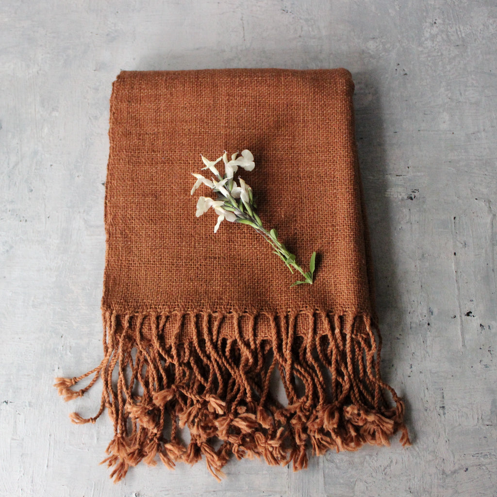 Lao Handwoven Cotton Scarf : Cinnamon - Tribe Castlemaine