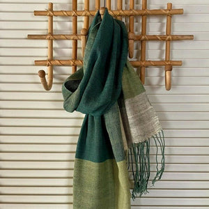 Lao Handwoven Cotton Scarf : Green - Tribe Castlemaine