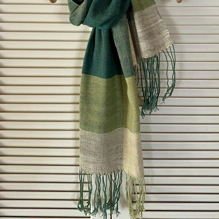 Lao Handwoven Cotton Scarf : Green - Tribe Castlemaine