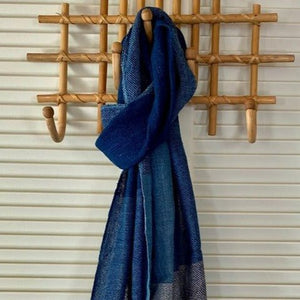 Lao Handwoven Cotton Scarf : Indigo - Tribe Castlemaine