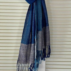 Lao Handwoven Cotton Scarf : Indigo - Tribe Castlemaine