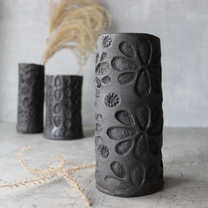 Large Black Ceramic Vases - Tribe Castlemaine