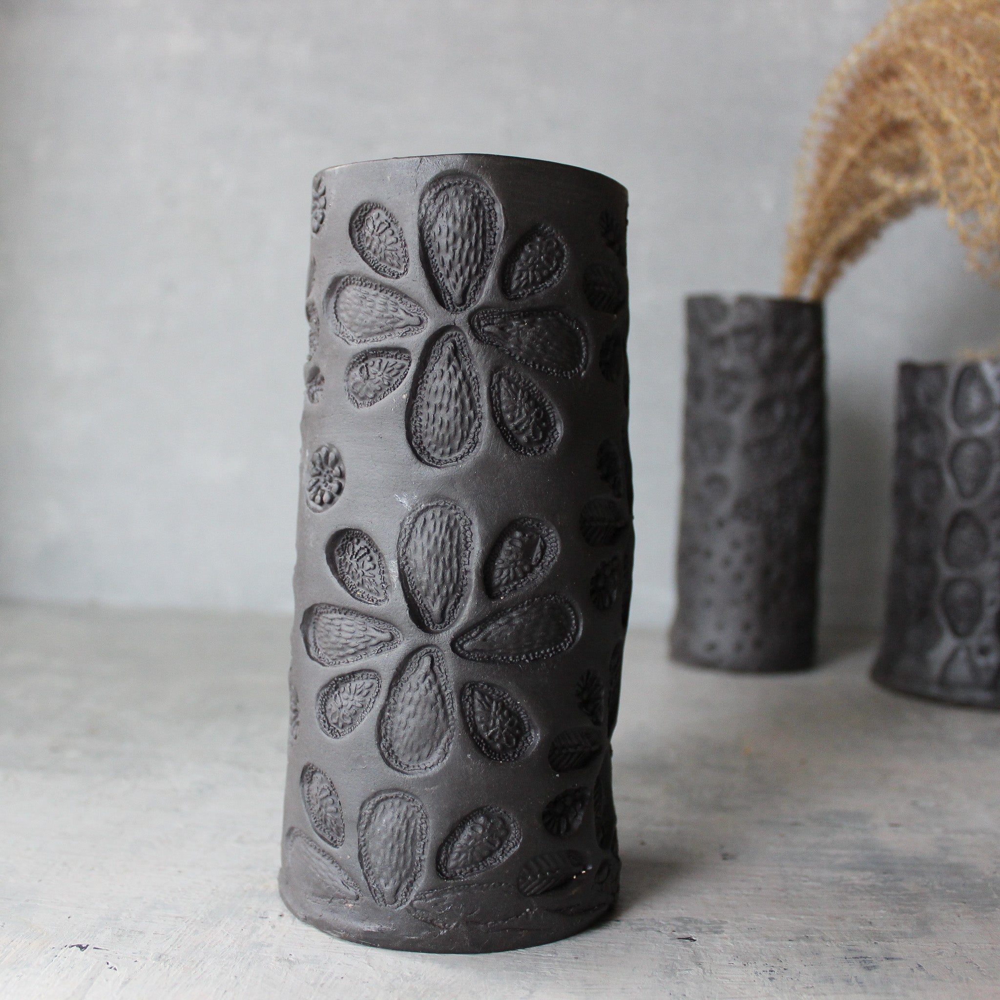 Large Black Ceramic Vases - Tribe Castlemaine