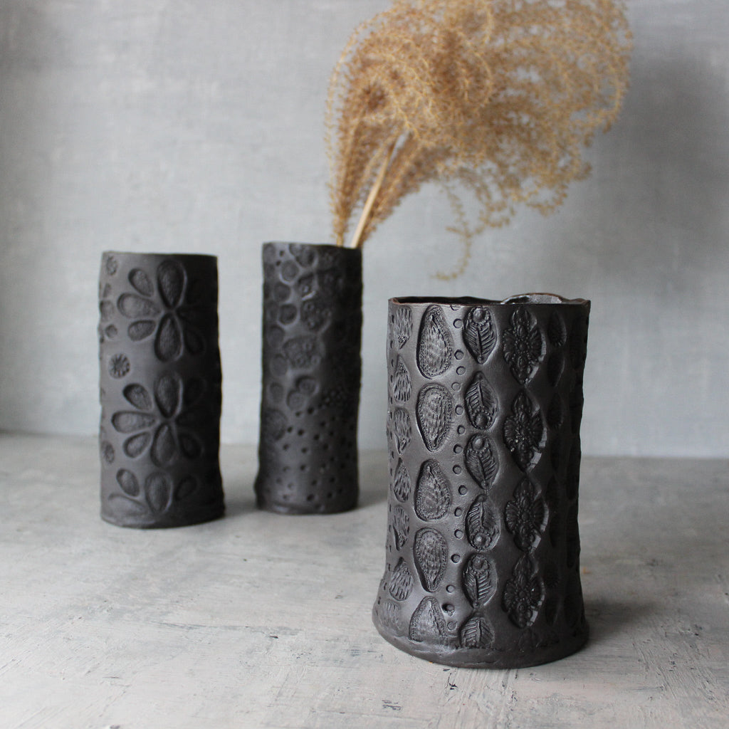 Large Black Ceramic Vases - Tribe Castlemaine