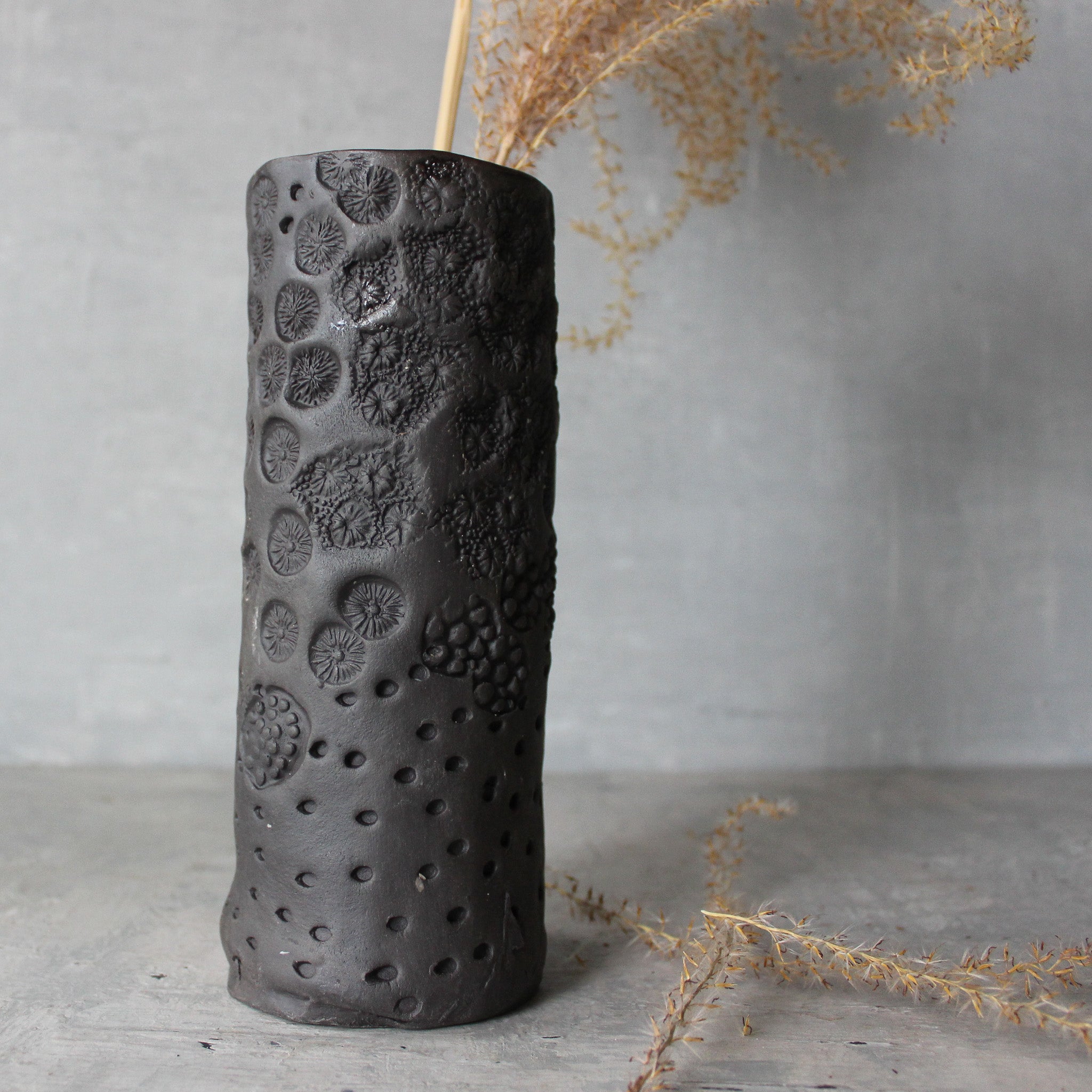 Large Black Ceramic Vases - Tribe Castlemaine