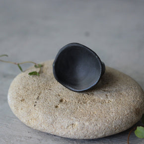 Large Black Satin Porcelain Rings - Tribe Castlemaine