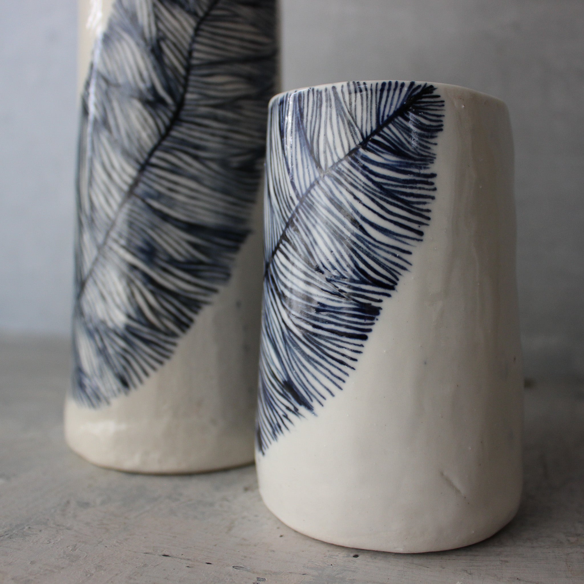 Large Ceramic Dandelion Cylinder Vases - Tribe Castlemaine