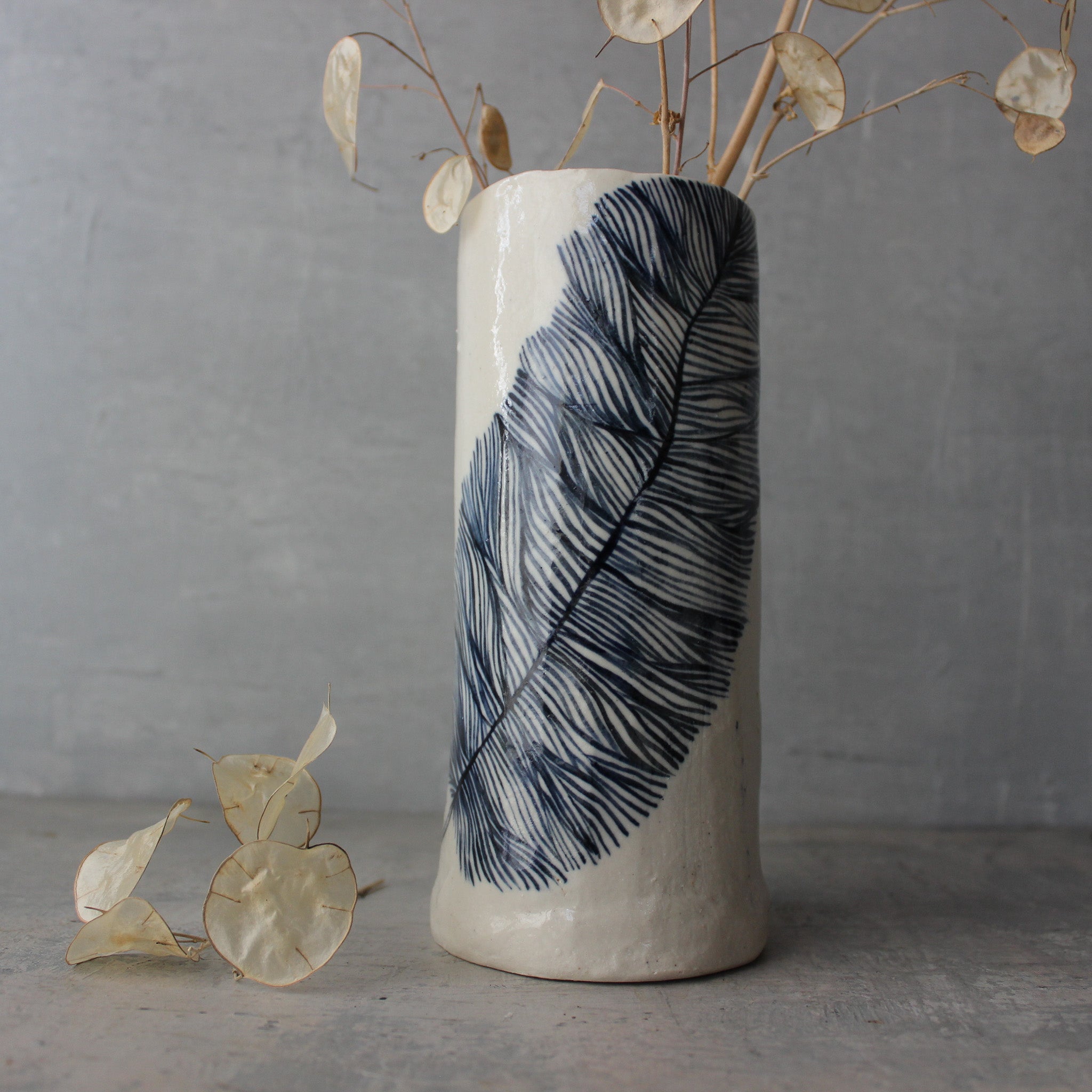 Large Ceramic Dandelion Cylinder Vases - Tribe Castlemaine