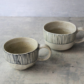 Large Ceramic Handled Mugs : Blue Daisy - Tribe Castlemaine
