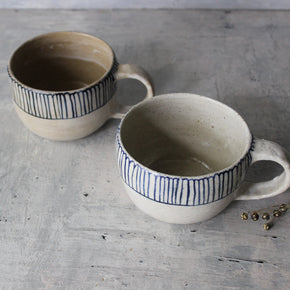 Large Ceramic Handled Mugs : Blue Daisy - Tribe Castlemaine