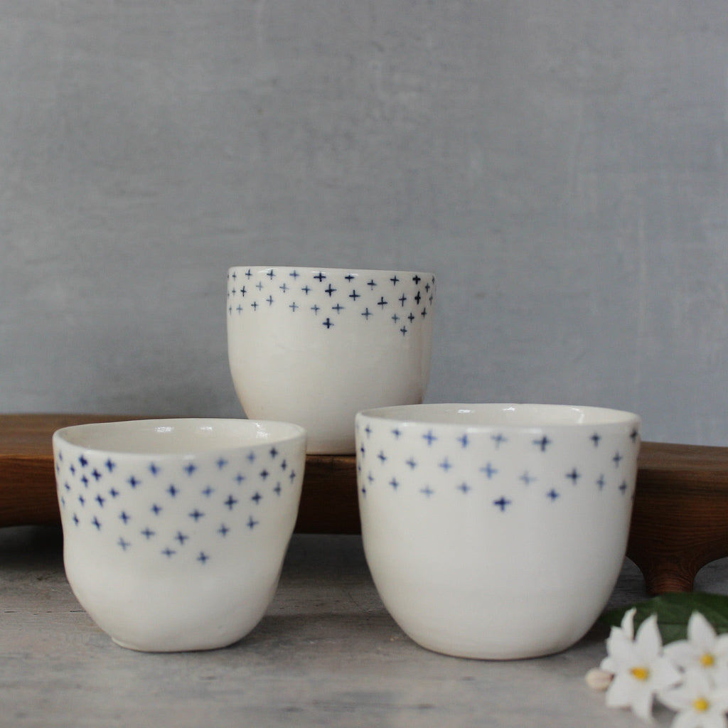 Little Blue Cross Cups - Tribe Castlemaine
