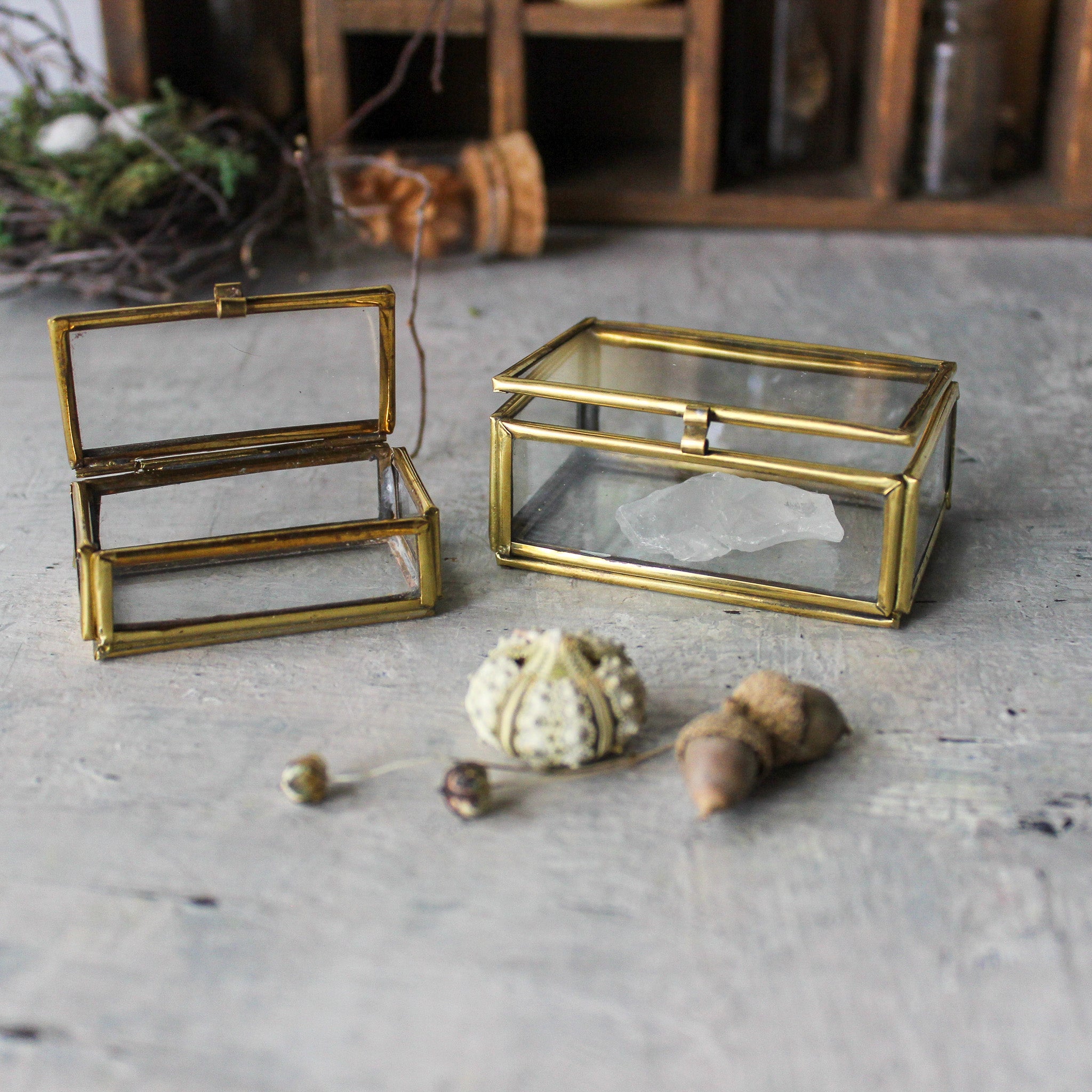 Little Brass Glass Boxes - Tribe Castlemaine