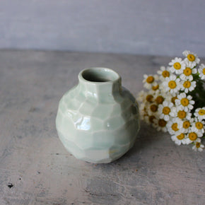 Little Faceted Green Vases - Tribe Castlemaine