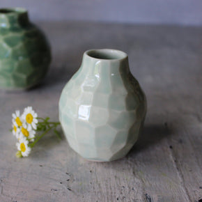 Little Faceted Green Vases - Tribe Castlemaine