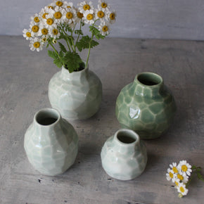 Little Faceted Green Vases - Tribe Castlemaine