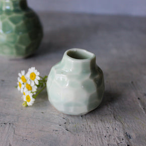 Little Faceted Green Vases - Tribe Castlemaine