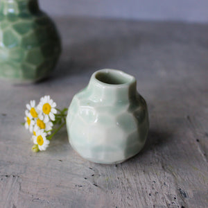 Little Faceted Green Vases - Tribe Castlemaine