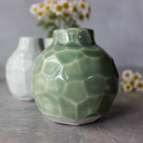 Little Faceted Green Vases - Tribe Castlemaine