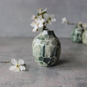 Little Faceted Green Vases - Tribe Castlemaine